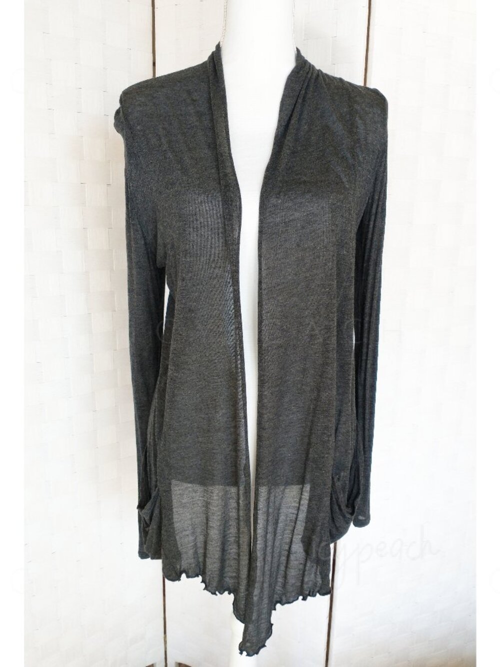 Ragstock Cardigan (Tags Removed) Sheer Gray Waterfall Top Open Front Minimalist